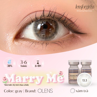 (OLENS) Kính áp tròng sz GIÃN TRÒNG xám trà MARRY ME GRAY chính hãng KOREA  | HSD 3-6 tháng | Lens cận | LENSFORGIRLSS