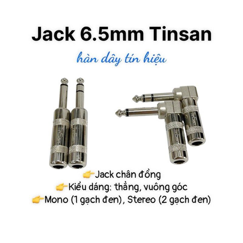 (VIDEO) Đầu jack 6.5mm/6 ly thẳng/vuông góc chữ L mono/stereo hàn dây tín hiệu TinSan