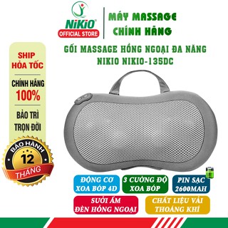Gối massage hồng ngoại, máy matxa cổ vai gáy Nikio NK-135DC - Giảm đau mỏi cổ vai gáy và toàn thân