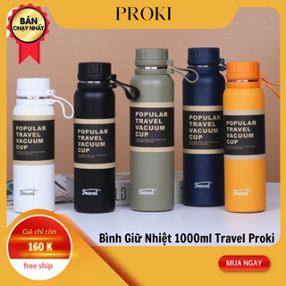 Bình Giữ Nhiệt 1000ml Travel Proki, Bình Nước Giữ Nhiệt Nóng Lạnh Có Khay Lọc Trà Chất Liệu Inox 304