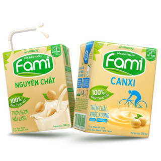 Sữa Fami canxi/nguyên chất/nếp Cẩm đậu đỏ/vị mới các vị hộp 200ml