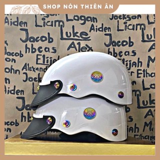 Nón Bảo Hiểm Nửa Đầu 1/2 - Mũ Bảo Hiểm Nửa Đầu - Sơn Phủ Nano Bóng - Ráp 7 Ốc TiTan Gr5 + LoGo Mèo