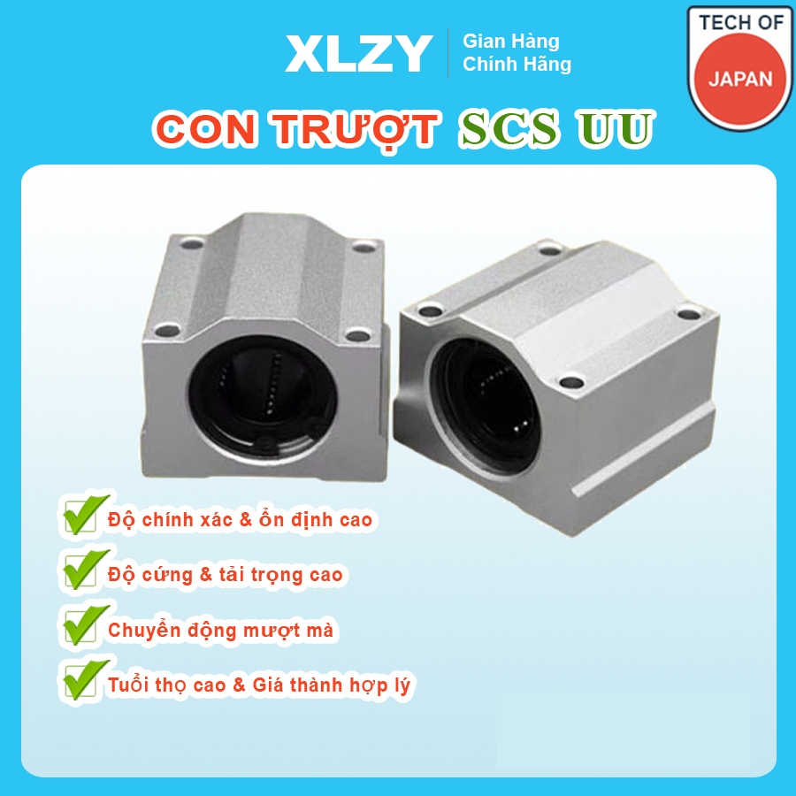 (Loại ngắn) Con Trượt SCS 40UU Vòng bi trượt XLZY - Tổng kho vòng bi bạc đạn - vongbibacdantongkho