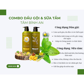 Combo Dầu Gội và Sữa Tắm Thảo Mộc Tâm Bình An Chiết Xuất Thiên Nhiên