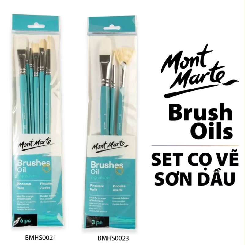 [Hỏa Tốc] Set cọ vẽ sơn dầu Mont Marte / set 6 cọ , Set 3 cọ sợi takon Mont Marte [ Khuê Artshop ]