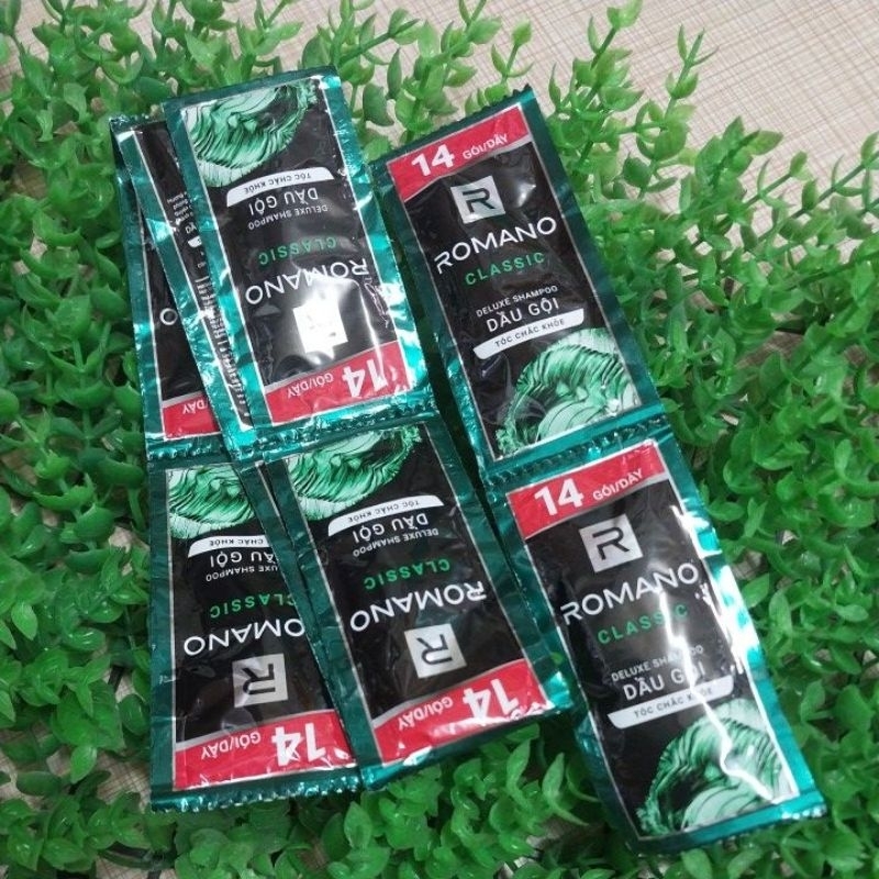 Set gồm 10 gói dầu gội Romano dây gói lẻ