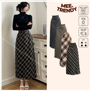 Chân Váy Chữ A MEETRENDY Caro Dáng Dài Kẻ Ô Cạp Cao Xẻ Sau Tôn Dáng [CVcaro]
