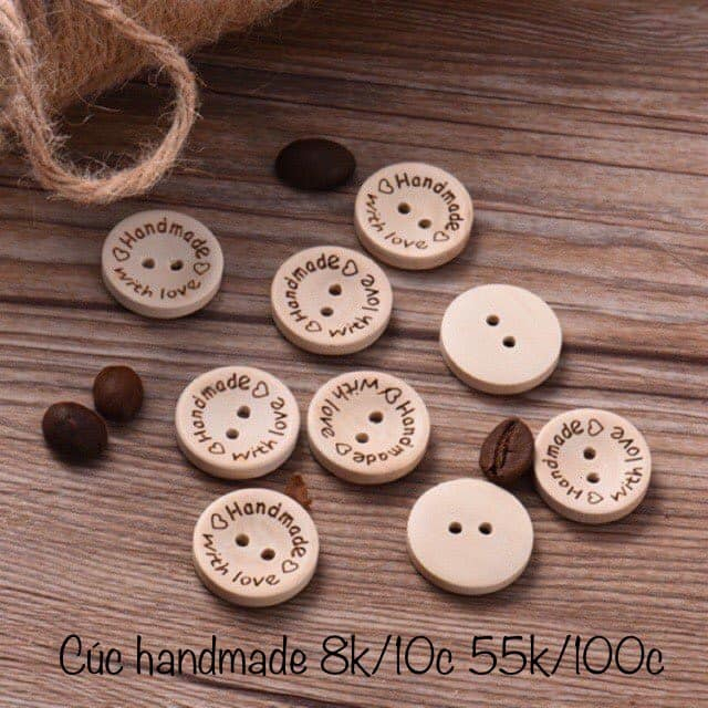 Túi 100 nút gỗ handmade size 1,5cm