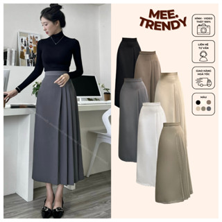  Chân Váy Suông Selina Chữ A Dáng Dài Xếp Ly Cách Điệu MEETRENDY  CV33  