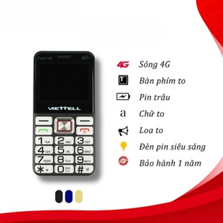 Điện thoại sóng 4Gviettell fami 88 2 sim,2 sóng người già cao tuổi bàn phím loa to đèn sáng,pin trâu