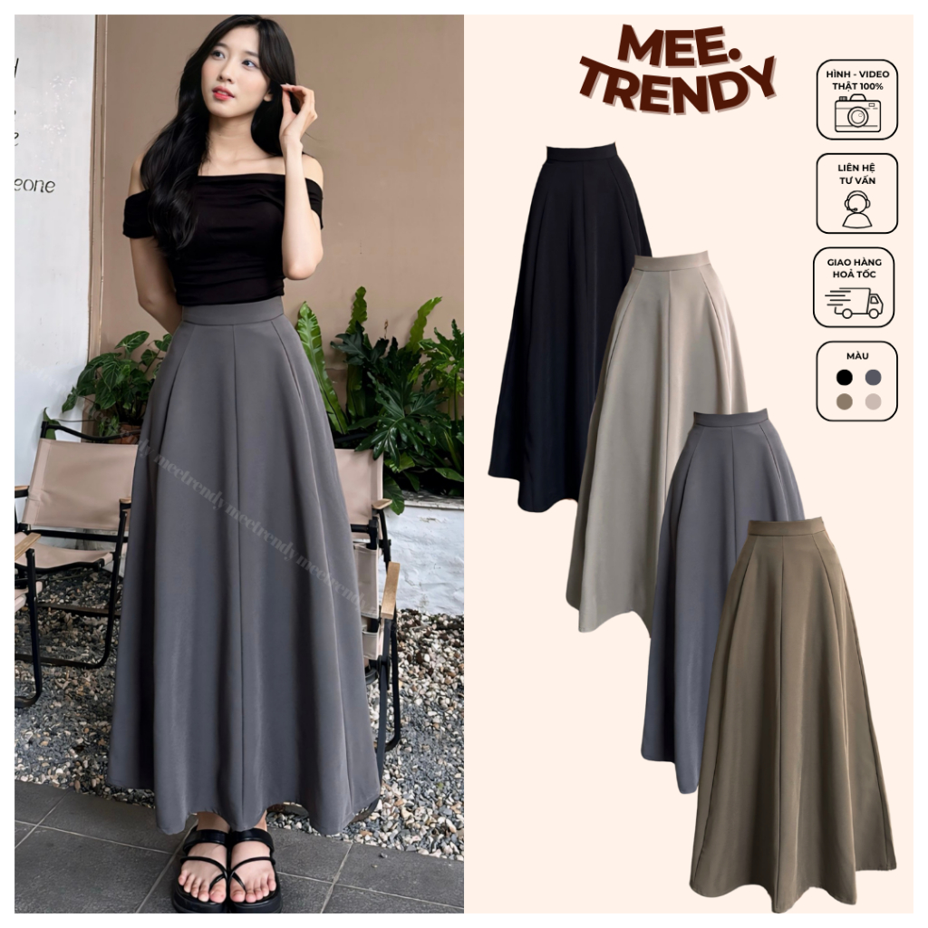 Chân Váy Nàng Thơ JOLIE 8 Mảnh, Chân Váy Xoè Dáng Dài Chữ A Lả Lướt Chất Vải Hàn Quốc [CV88]