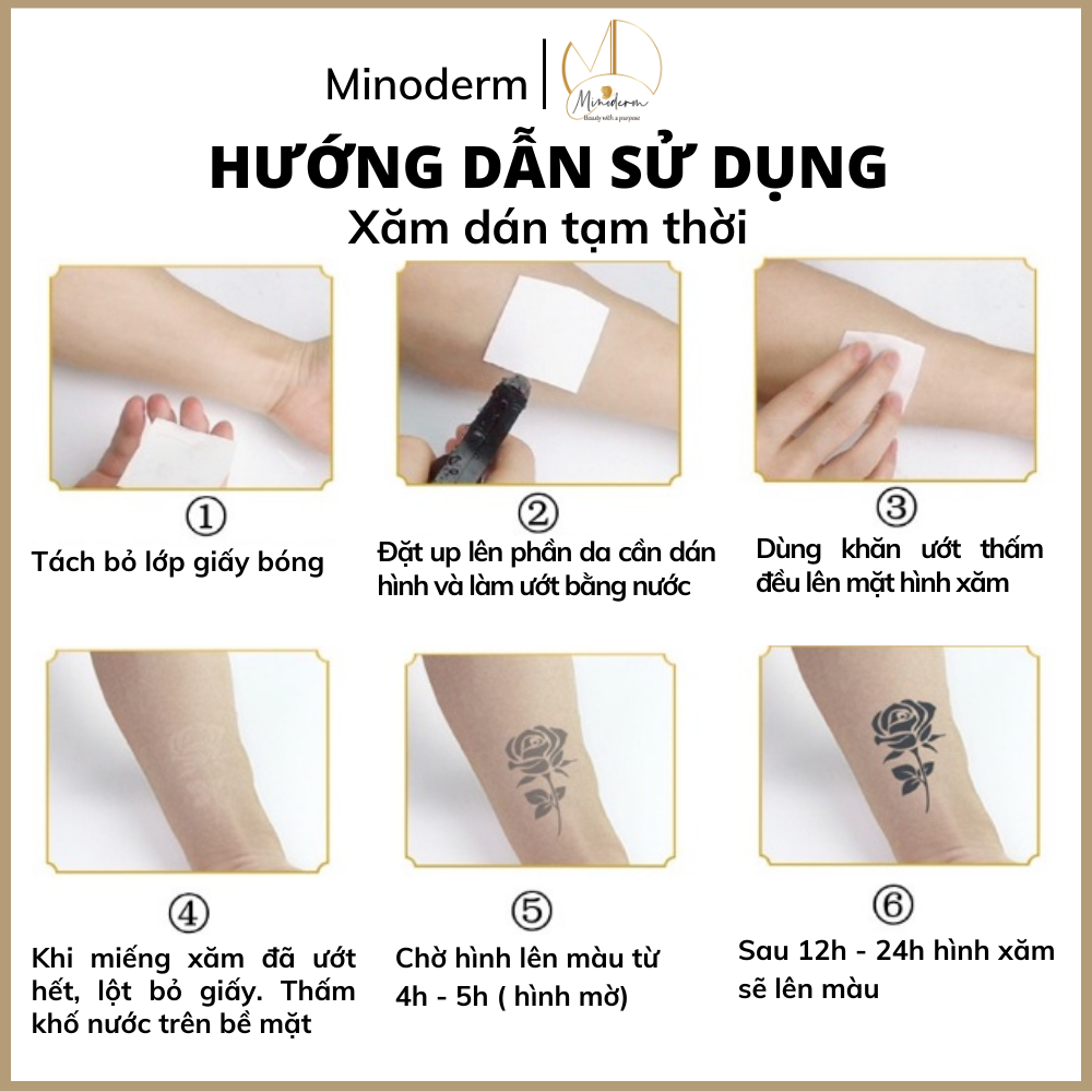 Ảnh 2 của Xăm Tạm Thời Minoderm Bền Màu, Chống Nước Và Mồ Hôi, An Toàn XA2