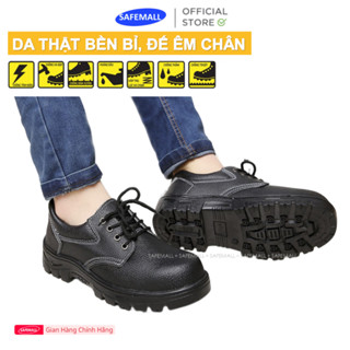 Giày bảo hộ lao động nam Nhật quang loại 1 da thật bền bỉ đế cao su chống đinh và dầu SAFEMALL