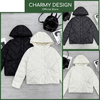 Áo Khoác Phao Nữ Rosita Họa Tiết Trần Trám Hai Màu Trẻ Trung Thanh Lịch, Áo Phao Nữ Vải Gió Trần Bông Charmy Design