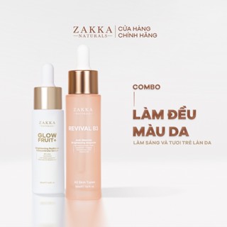 [MẪU MÃ MỚI] Bộ Đôi Zakka Naturals Serum Vitamin C GlowFruit+ 20ml và Serum B3 30ml Hỗ Trợ Làm Đều Màu Và Sáng Da