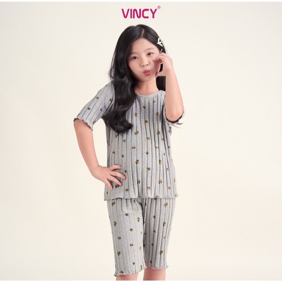 KTL012S41-BỘ THUN LỬNG MÀU XÁM VỚI NHIỀU HỌA TIẾT XINH XẮN CHO BÉ.