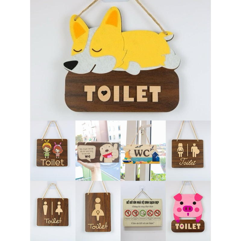 bảng gỗ treo cửa wc, trang trí dễ thương ngộ . Bảng gỗ trang trí nhà cửa,wc