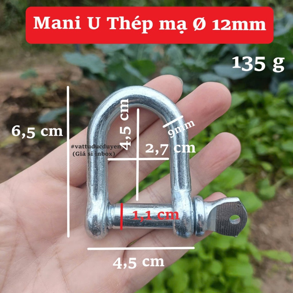 Ma ní chữ U thép mạ kẽm [ Ø 12mm ]