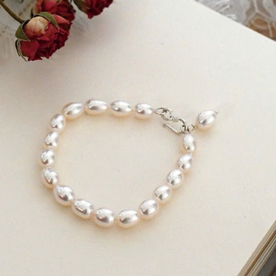 Vòng Tay Ngọc Trai Hạt Trắng 8ly Khóa Bạc Xinh Xắn - Ngọc Trai Trường Thịnh