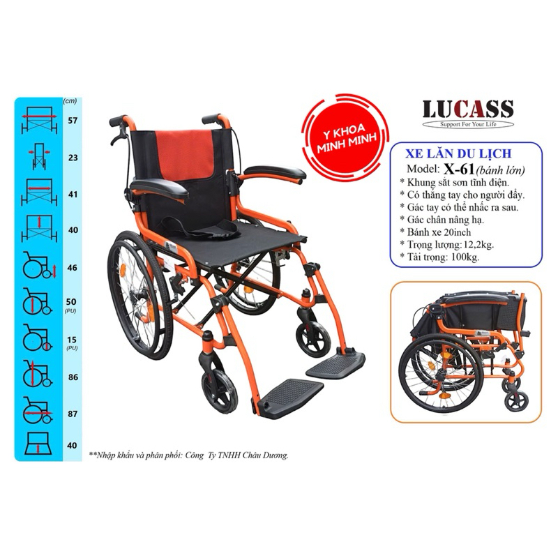 ✅ Xe Lăn Du Lịch Gấp Gọn Lucass X-61 (X61) | Bánh Nhỏ Hoặc Bánh Lớn