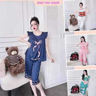 Đồ Bộ Nữ Mặc Nhà Quần Lửng Áo Cánh Tiên Chất Lụa Latin Mềm Mịn,Form Rộng, Thoáng Mát, Nhiều Họa Tiết Siêu Xinh-AT Shop