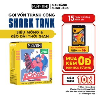 Bao Cao Su PlayAh Last Long Siêu Mỏng Kéo Dài Quan Hệ Thời Gian Hộp 3/10 size 52mm