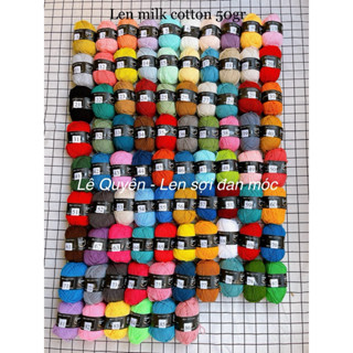 Len milk cotton 50g, sét 10c len được chọn màu