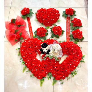 HOA XE CƯỚI - BỘ HOA TRANG TRÍ XE CƯỚI - BÔNG GẮN XE ĐÁM CƯỚI CÓ NAM CHÂM