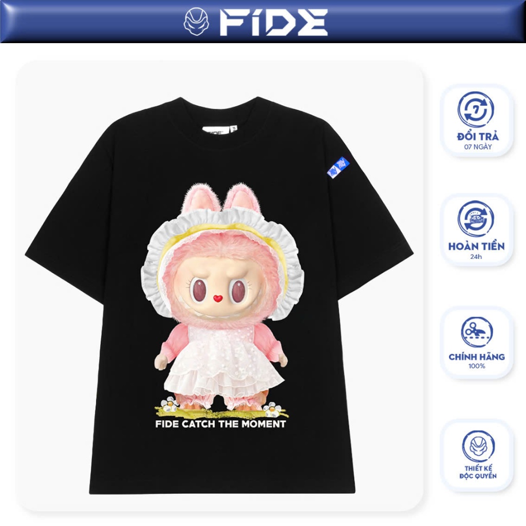 Áo thun FIDE LABUBU MOMOKO phông unisex form rộng local brand nam nữ cổ tròn oversize - AT80
