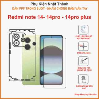 Miếng dán Ppf 4 lớp Redmi note 14 / 14pro / 14pro+ Dán ppf full màn hình , full lưng viền