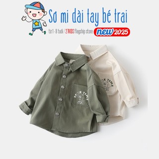 Áo sơ mi dài tay bé trai WAPYPY phong cách Hàn Quốc chất cotton hoạ tiết đáng yêu mẫu mới 2025