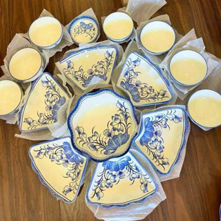 Bộ bát đĩa hoa mặt trời sứ [15 món sen mới ] hoạ  tiết sen viền siêu đẹp cao cấp bát tràng chuẩn đẹp như hình 48cm