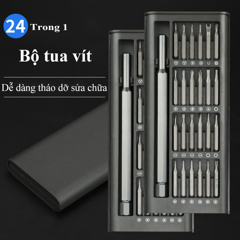 Bộ tua vít hợp kim thép cao cấp 24 in 1 bộ tua vít mini đa năng tiện lợi am châm 24 đầu hộp đựng sửa