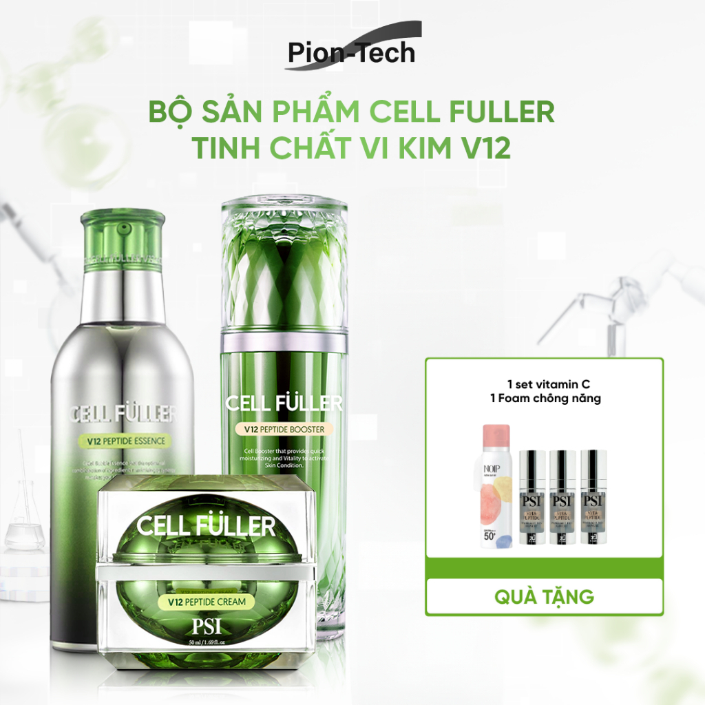 BỘ 3 SẢN PHẨM VI KIM CẢI THIỆN NẾP NHĂN LÀM TRẮNG DA PSI CELL FULLER V12 PEPTIDE PION TECH