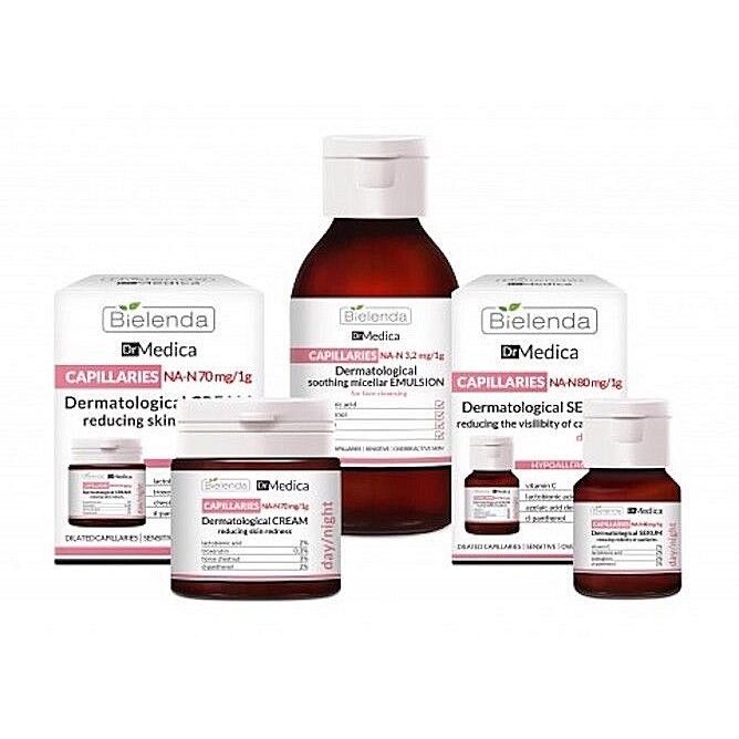 Sữa rửa mặt Bielenda Dr Medica Capillaries Soothing Micellar Emulsion giảm mẩn đỏ, dị ứng, kích ứng, giãn mao mạch 250ML