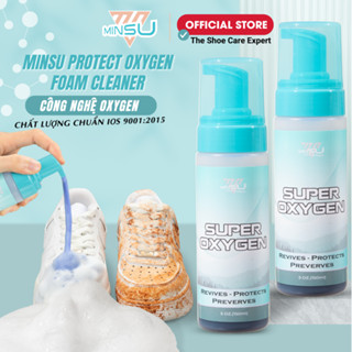Combo Chai Vệ Sinh Giày Super OXYGEN MINSU M6855 Foam Cleaner Giặt Khô Siêu Tốc Bảo Vệ Giày Khỏi Bị Ố Vàng, Phai Màu