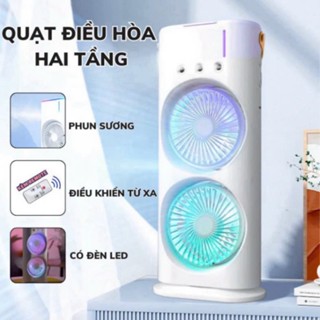 Quạt Điều Hoà Tích Điện Phun Sương 2 Tầng 10W Điều Khiển Từ Xa Tiện Lợi Tích Hợp Đèn Led