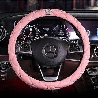 Bọc Vô Lăng Ô Tô Đính Đá Pha lê Màu Hồng Phấn Sang Trọng Dễ Thương Dành cho phái nữ