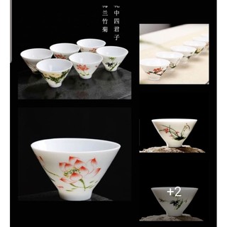Bộ 6 chén uống trà hình nón - chén trà miệng mỏng