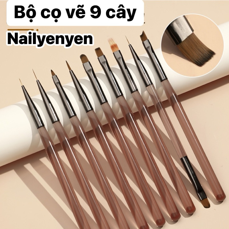 Bộ 9 cây cọ nail cơ bản vẽ móng