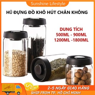 Hũ thuỷ tinh Hộp đựng cà phê thủy tinh có van hút chân không 1800/1200ml Hũ đựng cà phê Glass jar