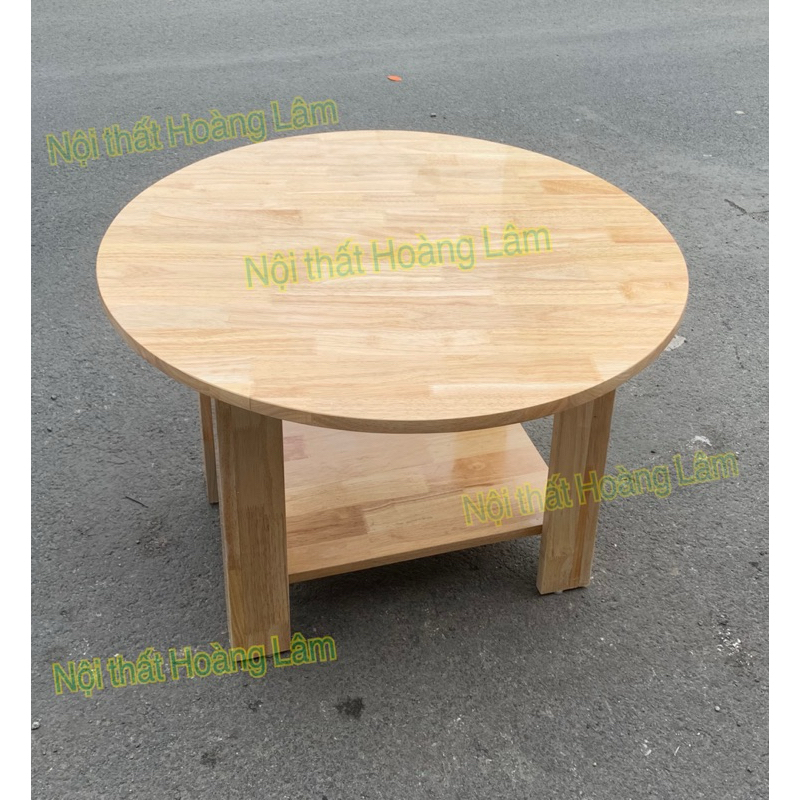 Bàn trà hình tròn gỗ cao su tự nhiên cao 50cm