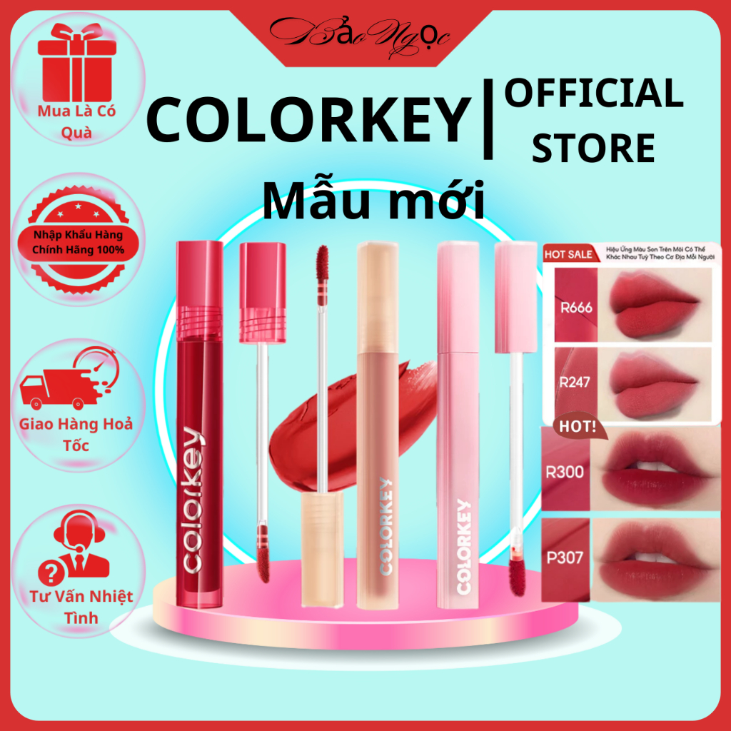 Son COLORKEY Watery Matte Lip Tint, Chút hơi nước ẩm, Không lem không dính 1.8g