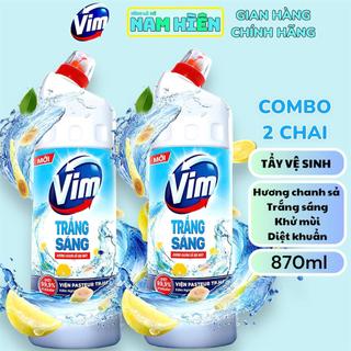  Combo 2 Gel Tẩy Bồn Cầu Và Nhà Tắm Vim Trắng Sáng Mùi Dịu Nhẹ Hương Chanh Sả - Chai 870ml Làm Sạch 