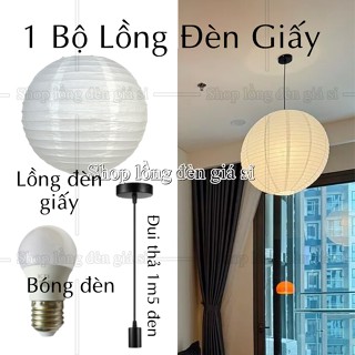 *HCM - Giấy Loại Tốt* 20-30-40-50-60cm 1 Bộ Lồng Đèn Giấy TRẮNG TINH trang trí phòng, nhà hàng, quán ăn cafe, showroom