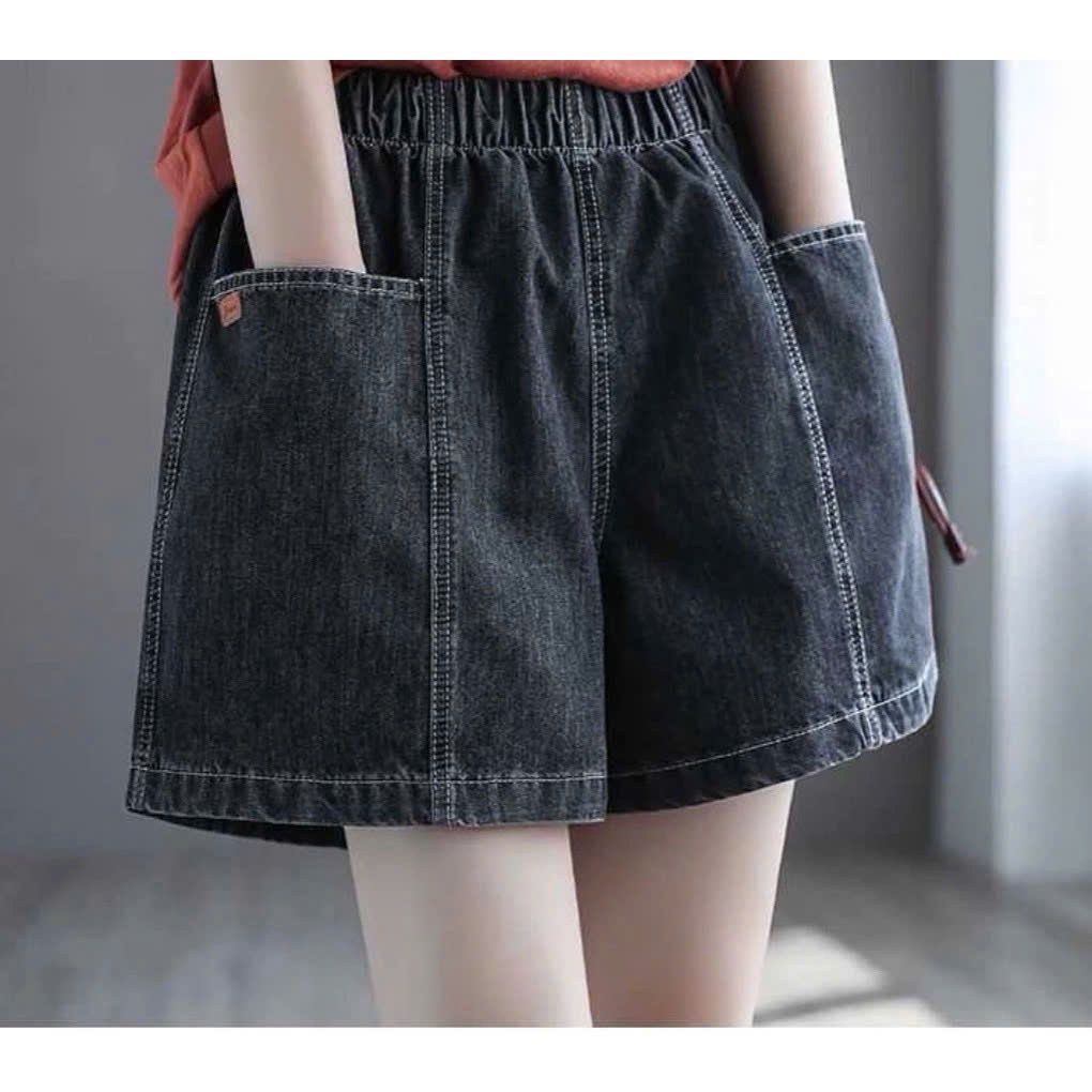 Quân Short jane túi ngang chất jane giấy mềm lưng chun