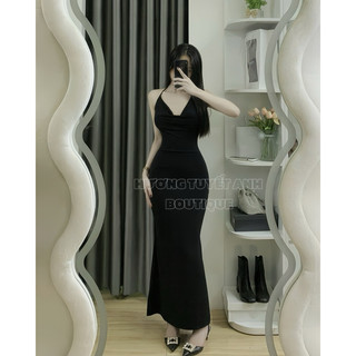 [ ẢNH THẬT BY HTA ] Đầm body dáng dài yếm cổ đổ đuôi cá quyến rũ , tôn dáng mặc đi tiệc , đi chơi , đi date , đi biển