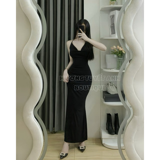 [ ẢNH THẬT BY HTA ] Đầm body dáng dài yếm cổ đổ đuôi cá quyến rũ , tôn dáng mặc đi tiệc , đi chơi , đi date , đi biển