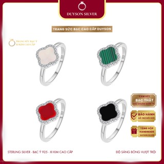 Nhẫn bạc Ý cỏ 4 lá mạ vàng trắng cao cấp Duyson Silver, Nhẫn bạc cỏ bốn lá Four - Leaf Clover NXK61