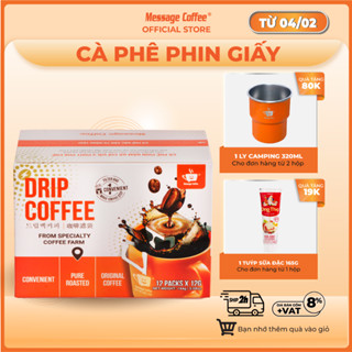 Cà phê Phin giấy Blend Robusta Arabica cafe nguyên chất tiện lợi pha chế từ Message Coffee hộp 12 túi 12 gr